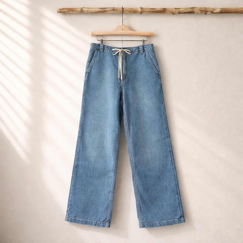 Hudson Los Angeles Wide Leg Drawstring Jeans Light Wash Size 27